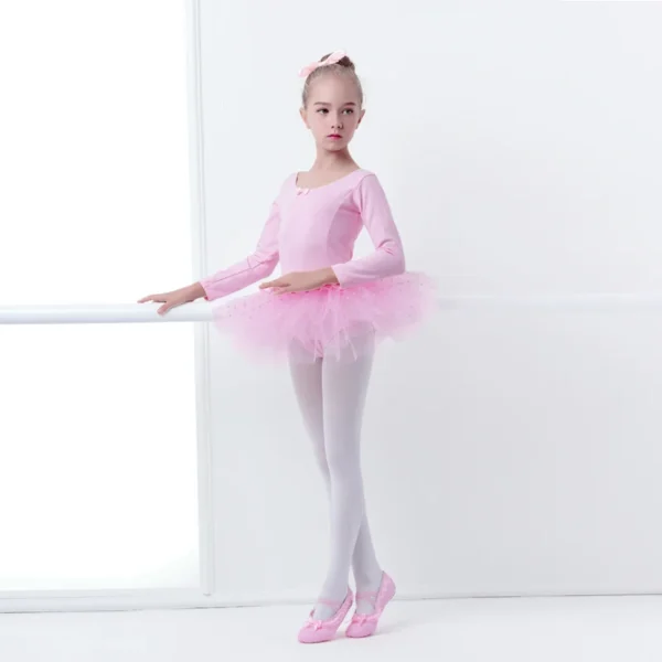 Girls Ballet Tutu Dress Ruffle Trim Dot Tulle Dress Kids Princess Dress Korean Gauze Skirt Full Cotton Girls Fluffy Dress - Image 3