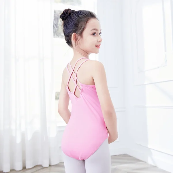 Gymnastic Leotard Girls Double Straps Camisole Dance Leotard Spaghetti Strap Dance Costumes Bodysuit Cross Back Ballet Leotard - Image 2