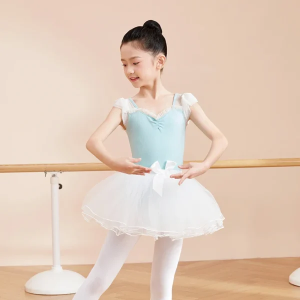 Ballet Skirt Girls Ballet Tutu Fluffy Dance Tutu Skirt Satin Bow Knot Tulle Skirts Ballet Dance Costumes Puffy Short Dresses - Image 2