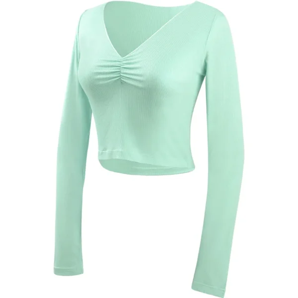 Ballet Top Woman Ballet Knitted Tops V Neck Long Sleeve Dance Tops Shirts Adults Dancewear Training Tops Dance Costumes - Image 6