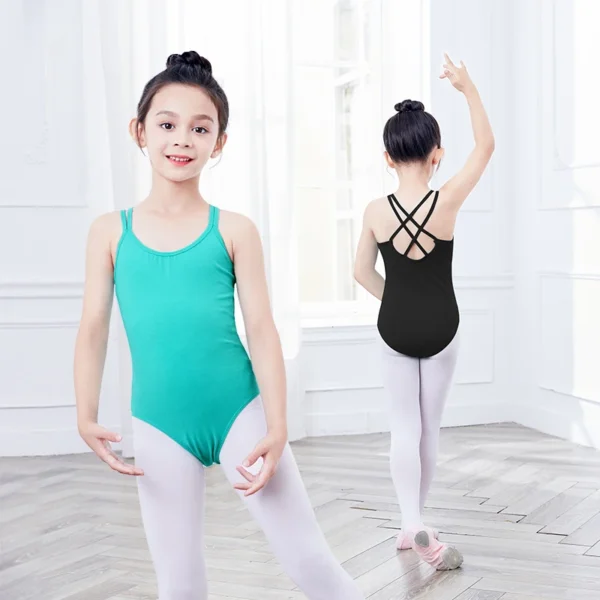 Gymnastic Leotard Girls Double Straps Camisole Dance Leotard Spaghetti Strap Dance Costumes Bodysuit Cross Back Ballet Leotard - Image 4