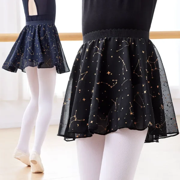 Ballet Skirt Elastic Chiffon Skirt Dance Skirt Girls Woman Constellation Pattern Half Skirt For Dancing - Image 2