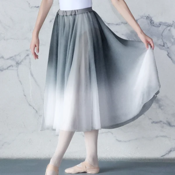 Women Gradient Chiffon Long Dress Dancewear Adult DanceChiffon Dress Ballerina Dance Skirt - Image 4