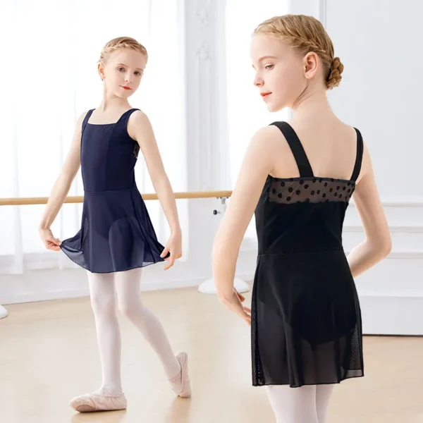 Girls Ballet Dress Dance Leotard Dress Sleeveless Cotton Square Collar Vest Dress Splice Dance Dress For Girls Camisole Dress - Image 2