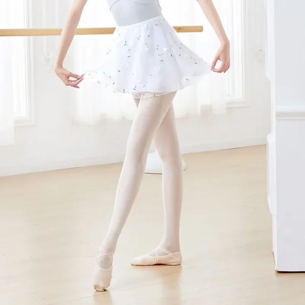 Ballet Skirt Woman Embroidery Floral Tie Up Chiffon Half Dance Skirt For Woman Skirt For Dancing - Image 3