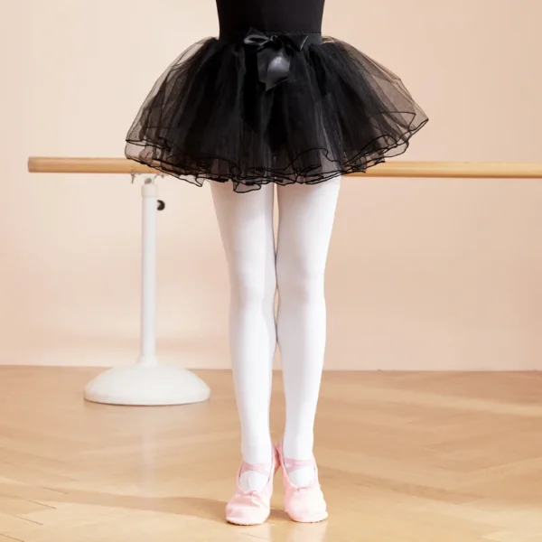 Ballet Skirt Girls Ballet Tutu Fluffy Dance Tutu Skirt Satin Bow Knot Tulle Skirts Ballet Dance Costumes Puffy Short Dresses - Image 3