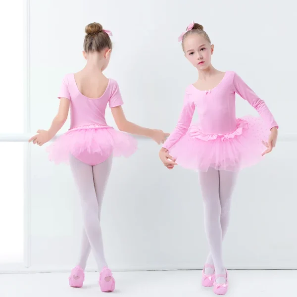 Girls Ballet Tutu Dress Ruffle Trim Dot Tulle Dress Kids Princess Dress Korean Gauze Skirt Full Cotton Girls Fluffy Dress - Image 2