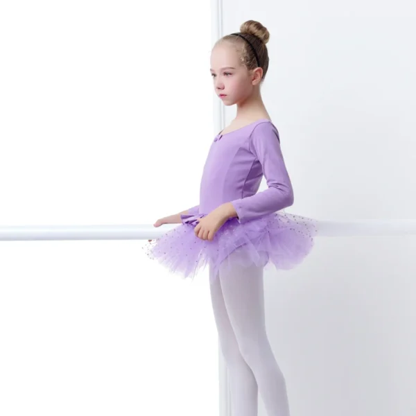 Girls Ballet Tutu Dress Ruffle Trim Dot Tulle Dress Kids Princess Dress Korean Gauze Skirt Full Cotton Girls Fluffy Dress - Image 5