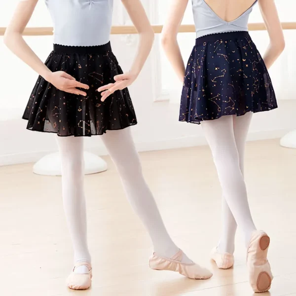 Ballet Skirt Elastic Chiffon Skirt Dance Skirt Girls Woman Constellation Pattern Half Skirt For Dancing